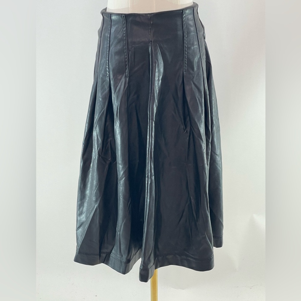 Natori Faux Leather Midi Skirt Black, 4 - Picture 2 of 9
